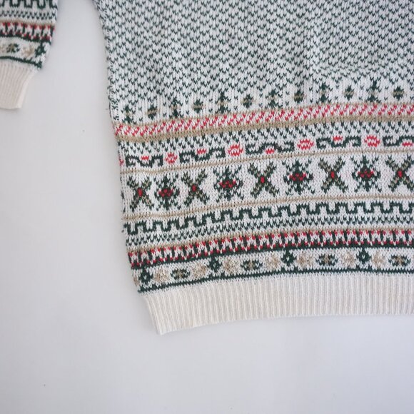 Vintage Cabin Creek Cream Green Fair Isle Sweater Cabincore Retro 80s/90s L - Picture 7 of 9